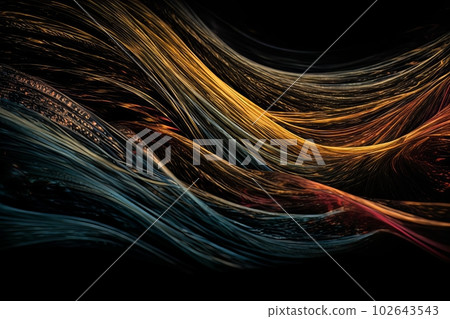 Abstract luminous energy flow wave isolated on black background made with generative AI Abstract luminous energy flow wave isolated on black background made with generative AI 102643543