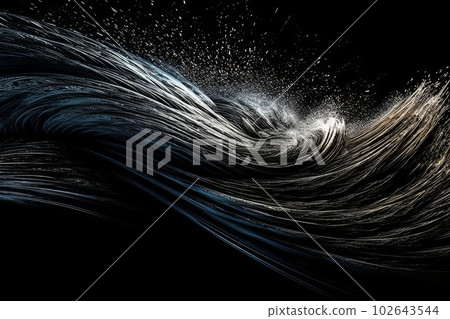 Abstract energy flow wave isolated on black background made with generative AI Abstract energy flow wave isolated on black background made with generative AI 102643544