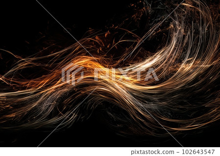 Abstract luminous energy flow wave isolated on black background made with generative AI 102643547