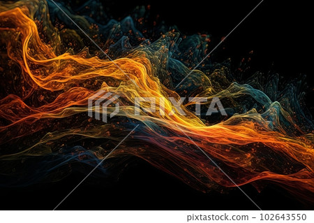 Abstract luminous energy flow wave isolated on black background made with generative AI Abstract luminous energy flow wave isolated on black background made with generative AI 102643550
