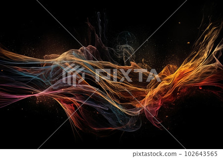 Abstract luminous energy flow wave isolated on black background made with generative AI 102643565