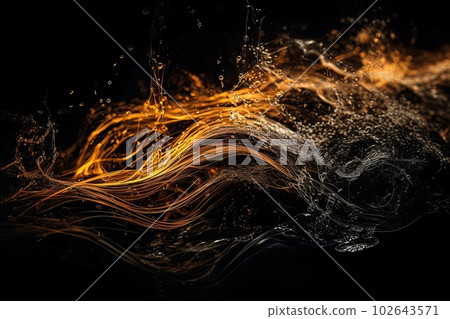 Abstract luminous energy flow wave isolated on black background made with generative AI Abstract luminous energy flow wave isolated on black background made with generative AI 102643571