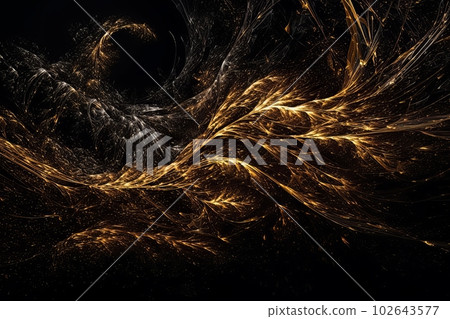 Abstract luminous energy flow wave isolated on black background made with generative AI 102643577
