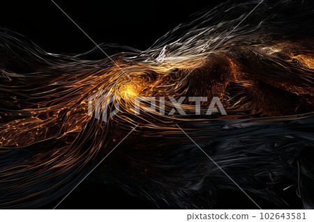 Abstract luminous energy flow wave isolated on black background made with generative AI Abstract luminous energy flow wave isolated on black background made with generative AI 102643581