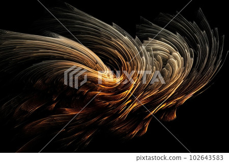 Abstract luminous energy flow wave isolated on black background made with generative AI 102643583