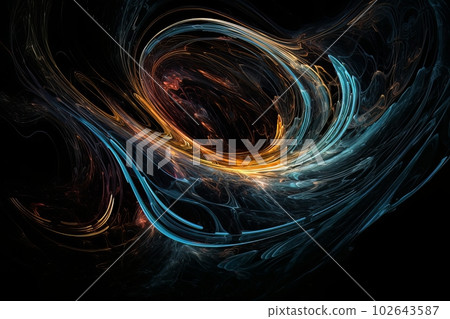Abstract luminous energy flow wave isolated on black background made with generative AI Abstract luminous energy flow wave isolated on black background made with generative AI 102643587
