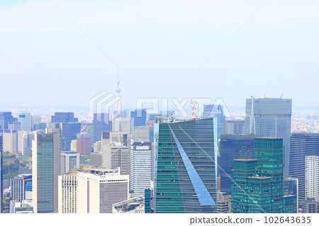 Scenery of forested skyscrapers in Tokyo 102643635
