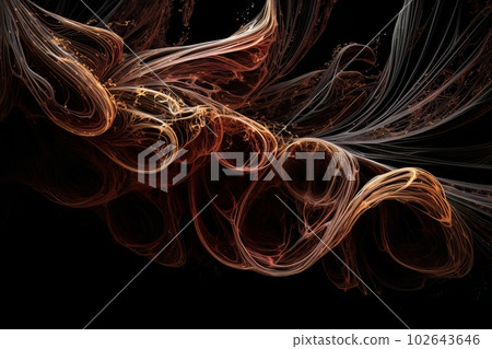 Abstract luminous energy flow wave isolated on black background made with generative AI 102643646