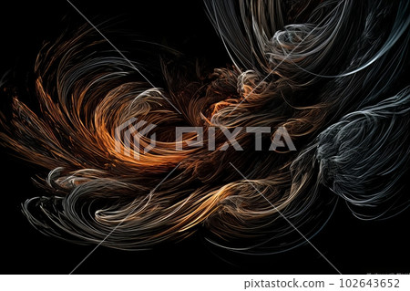 Abstract luminous energy flow wave isolated on black background made with generative AI 102643652