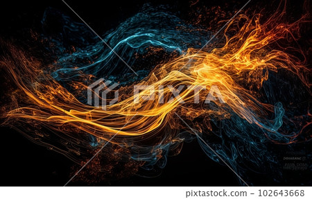 Abstract luminous energy flow wave isolated on black background made with generative AI 102643668
