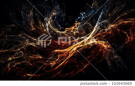 Abstract luminous energy flow wave isolated on black background made with generative AI 102643669