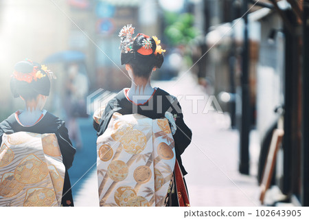 走在城市裡的舞妓背影 102643905