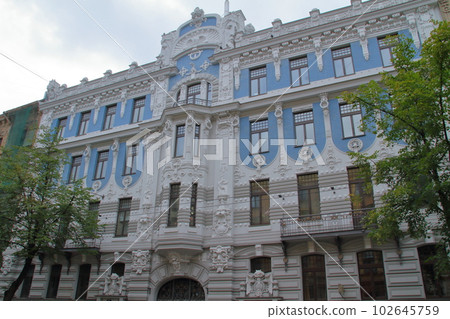 Jugendstil (Art Nouveau) architecture that can be seen in the city of Riga, the capital of Latvia, the Nordic Baltic States Jugendstil (Art Nouveau) architecture that can be seen in the city of Riga, the capital of Latvia, the Nordic Baltic States 102645759