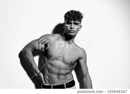 man muscle fitness healthy beautiful model bicep attractive muscular fashion torso stylish background 102648167