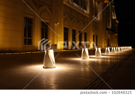 Glowing lanterns near Camlica Mosque in night Istanbul Glowing lanterns near Camlica Mosque in night Istanbul 102648325