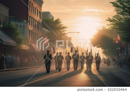 4th of July Parade, Independence Day parade in the nation. Generative AI 102650464