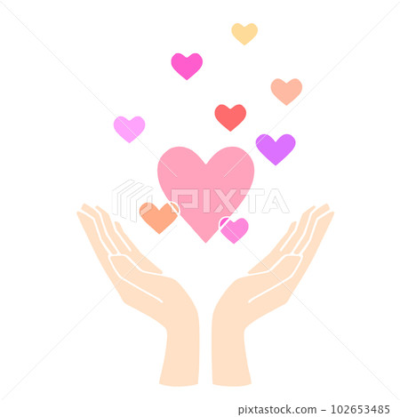 A hand supporting a full heart No main line 102653485