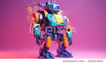 robot in abstract style in trending color palette with Generative AI robot in abstract style in trending color palette with Generative AI 102654932