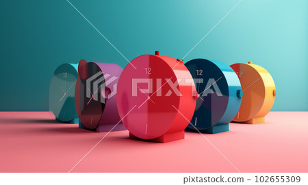 clock in trending color palette with Generative AI-插圖素材 [102655309 ...