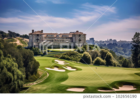 Golf club building and clear blue sky Golf club building and clear blue sky 102656190