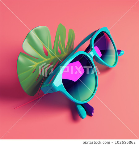 Summer sunglasses with palm tree leaves in lenses on pastel background.  Summer, holiday, vacation concept. Glasses discount banner, poster or  social media post. Stock Vector | Adobe Stock