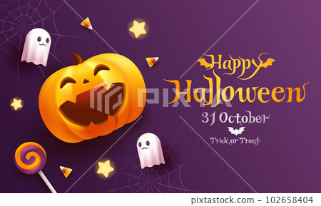 Halloween pumpkin and ghost vector illustration background (Halloween) Halloween pumpkin and ghost vector illustration background (Halloween) 102658404