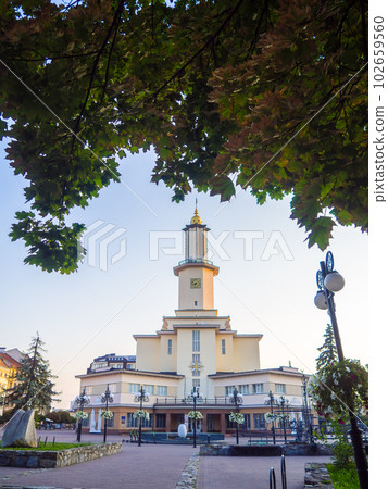 City Hall Building in the Art Deco style in Ivano-Frankivsk, Ukraine 102659560