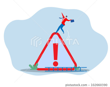Mistake caution,businessman risk or problem warning, failure prevention or avoid danger concept, Mistake caution,businessman risk or problem warning, failure prevention or avoid danger concept, 102660390