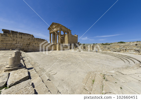 Roman Ruins Temple of Dougga Capitol / Dougga, Tunisia 102660451