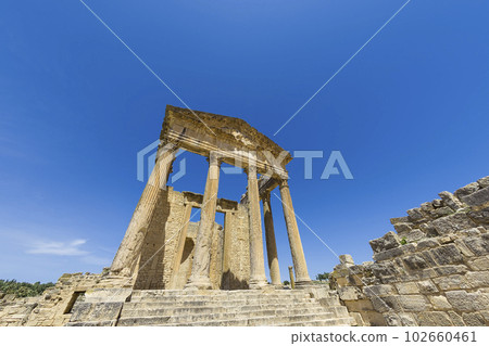 Roman Ruins Temple of Dougga Capitol / Dougga, Tunisia 102660461