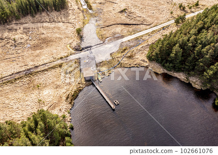 Aerial view of Lough Anna, the drinking water supply for Glenties and Ardara - County Donegal, Ireland Aerial view of Lough Anna, the drinking water supply for Glenties and Ardara - County Donegal, Ireland 102661076
