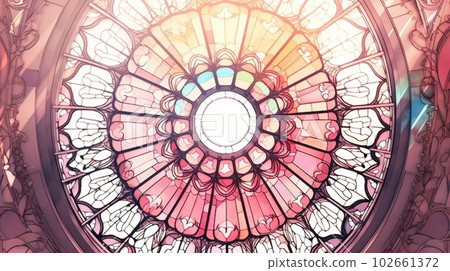 色彩繽紛的彩色玻璃風格插畫：AI作品 102661372