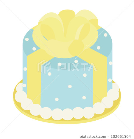 Gift cake light blue yellow ribbon 102661504