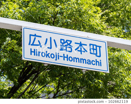 Crossroad sign "Hirokoji Honmachi". Located in Naka Ward, Nagoya City. Crossroad sign "Hirokoji Honmachi". Located in Naka Ward, Nagoya City. 102662119