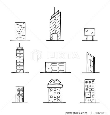 Set of Building Hand drawn graphic for Icon, Infographic design. Set of Building Hand drawn graphic for Icon, Infographic design. 102664090