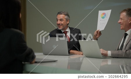 Professional businessman leader meeting with co-worker team in meeting room 102664295