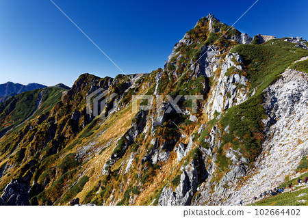 Autumn colors of the Central Alps and Mt. Hoken seen from Jodo Nokkoshi 102664402