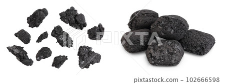 particles of charcoal isolated on white background with full depth of field 102666598