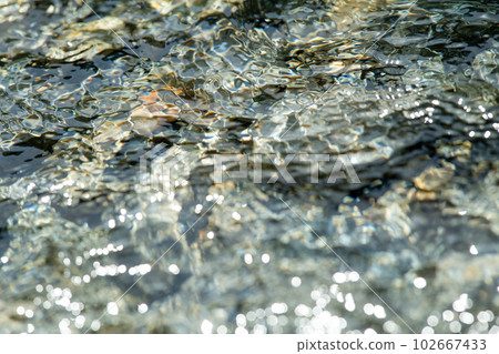 A clear stream in the mountains surrounded by nature A clear stream in the mountains surrounded by nature 102667433