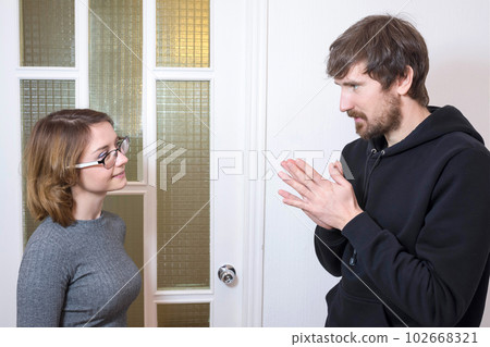 The young man came to a consultation with a psychologist. Psychology, psychotherapy 102668321