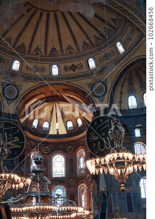 Blue Mosque interior. Also know as the Sultan Ahmed Mosquei n Istanbul, Turkey Blue Mosque interior. Also know as the Sultan Ahmed Mosquei n Istanbul, Turkey 102668456