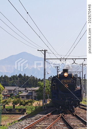 Near Wado-Kurotani Station on the Chichibu Railway/SL Patra Express with Mt. Buko in the background Near Wado-Kurotani Station on the Chichibu Railway/SL Patra Express with Mt. Buko in the background 102670446
