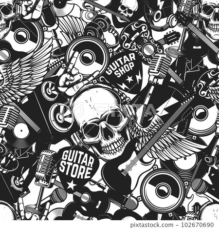 Seamless pattern with rock and roll music - Stock Illustration