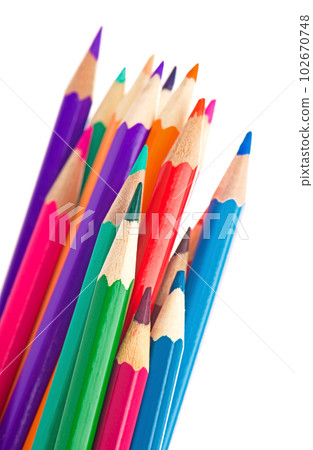 Fine Art, creativity. Color pencils isolated on white background close up Fine Art, creativity. Color pencils isolated on white background close up 102670748