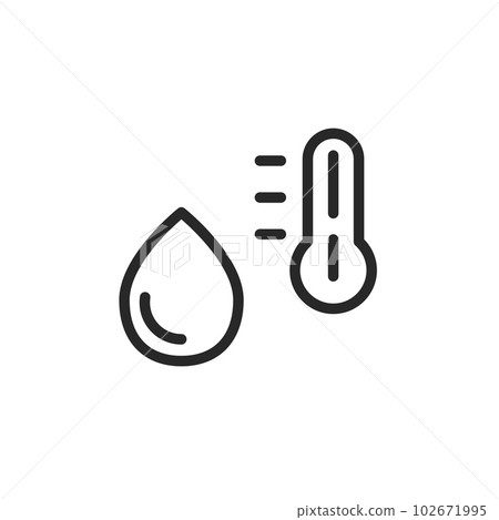 Water Temperature Measurement Icon. Vector Editable Outline Sign of a Thermometer, Hydrothermal Regulation, Climate Control 102671995