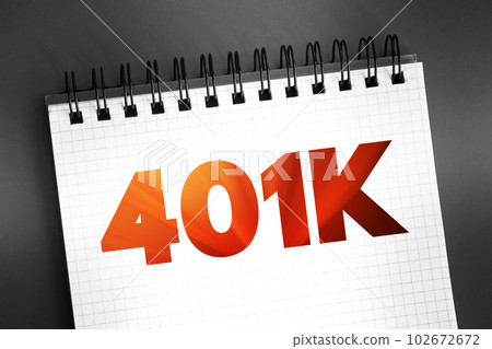401K - retirement savings and investing plan that employers offer, text concept on notepad 102672672