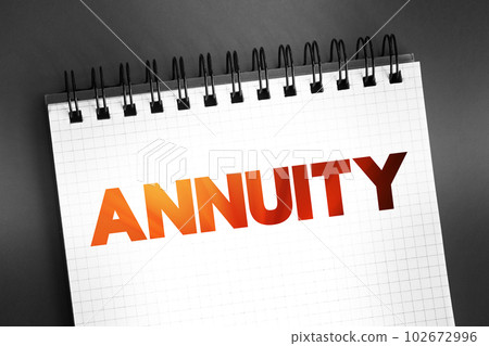 Annuity is a series of payments made at equal intervals, text on notepad, concept for presentations and reports 102672996