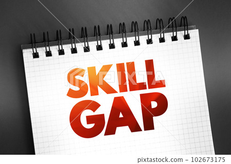 Skills gap is a gap between the skills an employee has and the skills he or she actually needs to perform a job well, text concept on notepad Skills gap is a gap between the skills an employee has and the skills he or she actually needs to perform a job well, text concept on notepad 102673175
