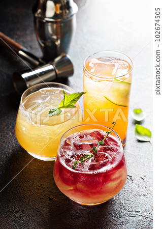Variety of seasonal cocktails 102674505