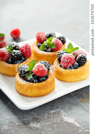 Dessert cups with fresh berries Dessert cups with fresh berries 102674709